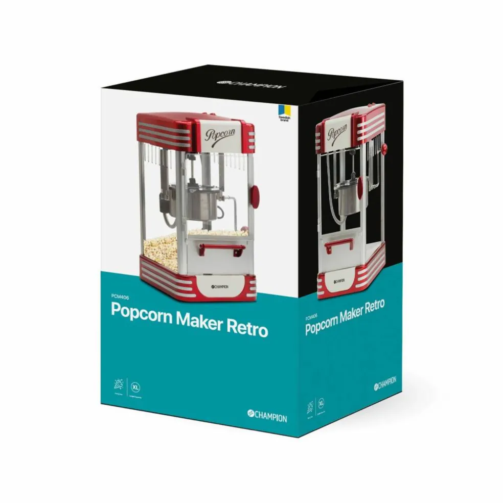Retro popcornmaskin XL, röd metallic