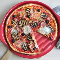 Räfflad pizzasten Ø40 cm, röd
