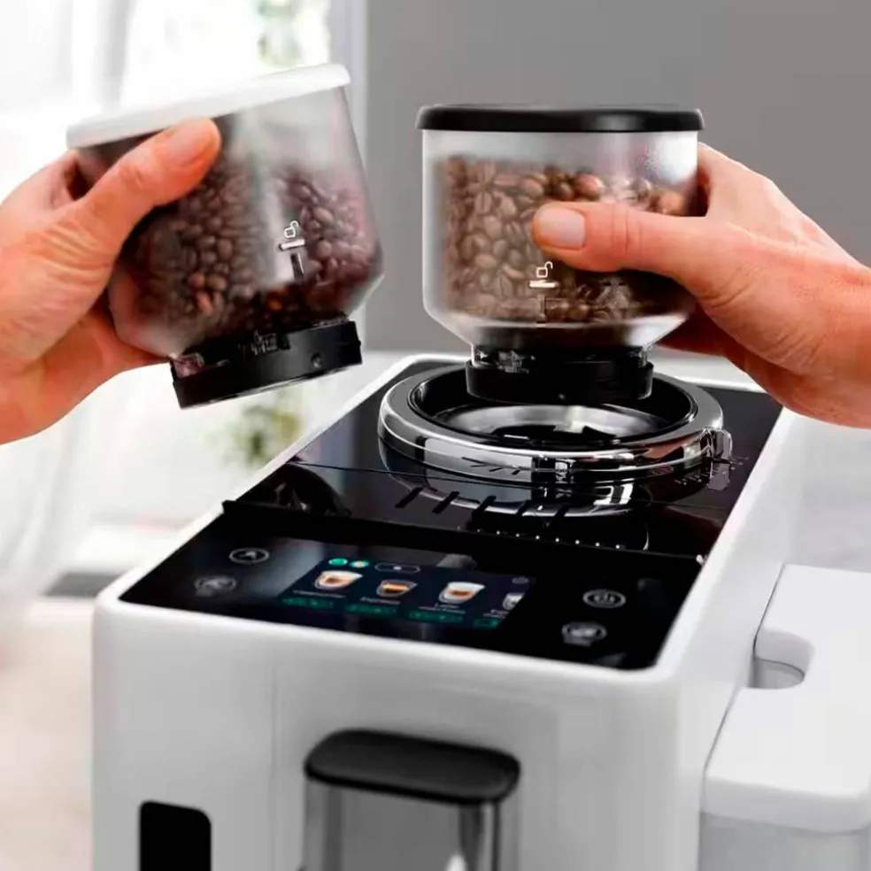 Rivelia Helautomatisk kaffemaskin, grå & 2 st kaffebönor DLSC600