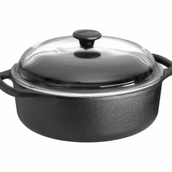 Rund Gryta 4 Liter Gjutjärn Glaslock