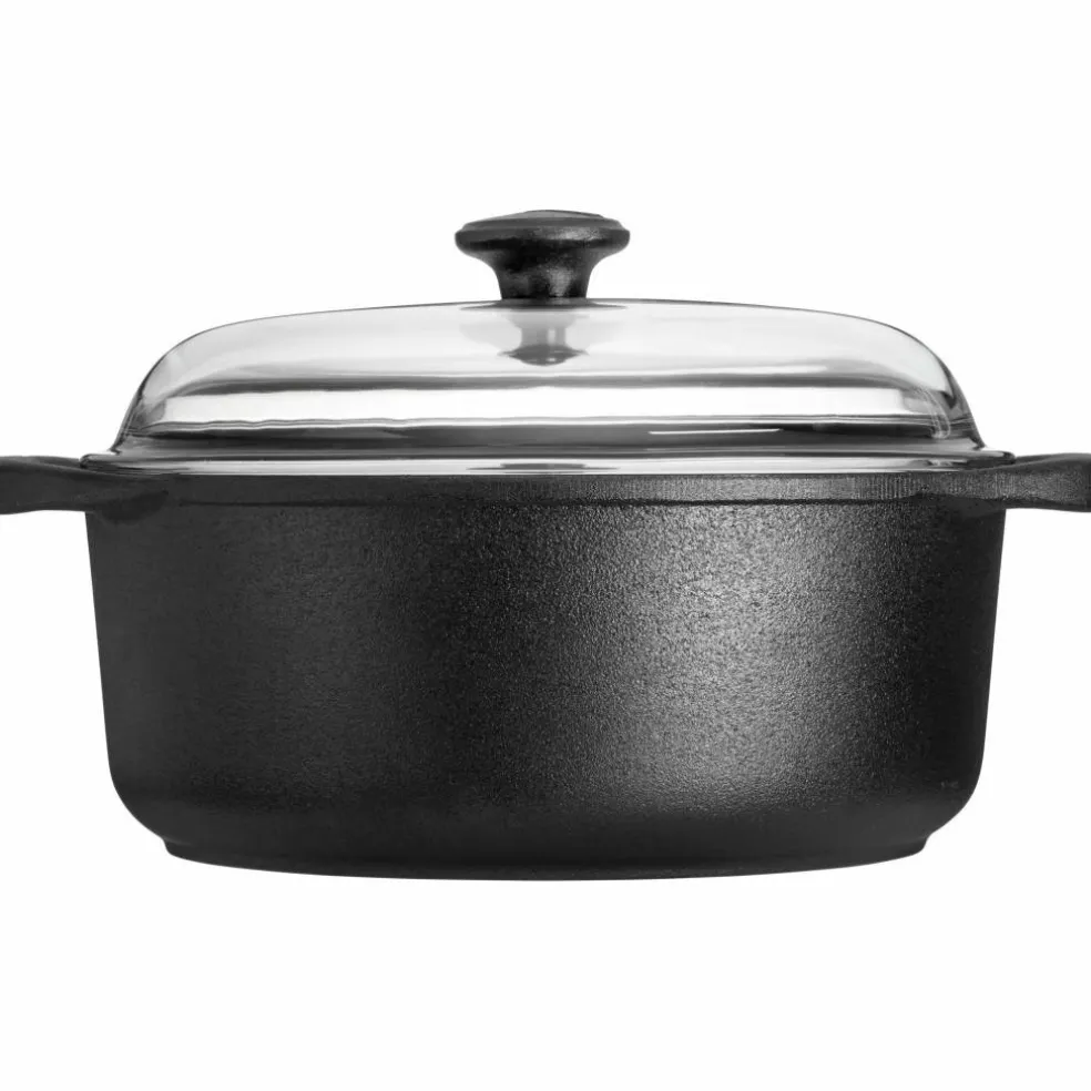 Rund Gryta 4 Liter Gjutjärn Glaslock