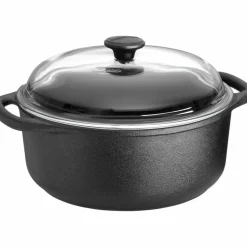 Rund Gryta 4 Liter Gjutjärn Glaslock