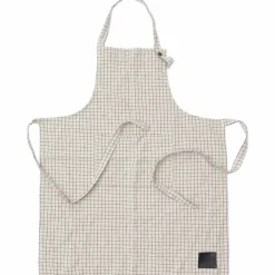 Rutigt förkläde, beige/svart