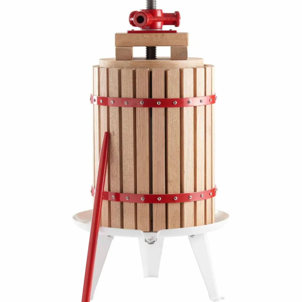 Saftpress 12 liter, röd/träfärgad