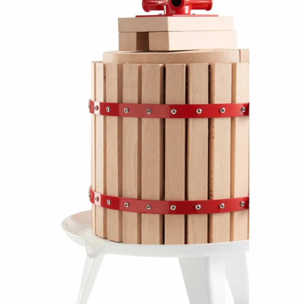 Saftpress 12 liter, röd/träfärgad