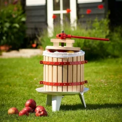 Saftpress 18 liter, röd/träfärgad