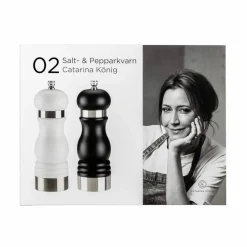 Salt- och pepparkvarn 18 cm, svart/vit