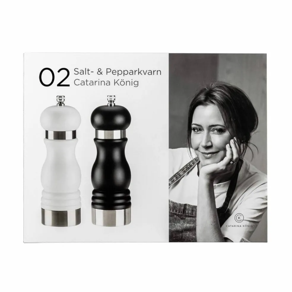 Salt- och pepparkvarn 18 cm, svart/vit