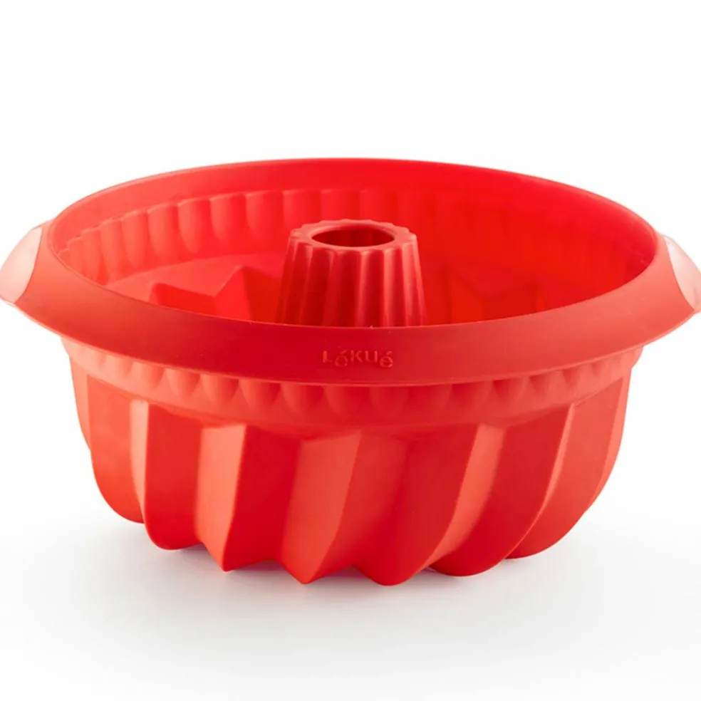 Savarinform djup i silikon 22 cm, röd