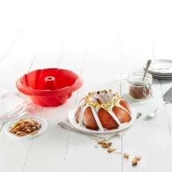 Savarin spiralform silikon 20 cm, röd