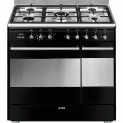 SCB92MN8 Gasspis med dubbelugn, 90 cm, svart