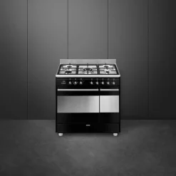 SCB92MN8 Gasspis med dubbelugn, 90 cm, svart