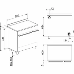SCB92MN8 Gasspis med dubbelugn, 90 cm, svart