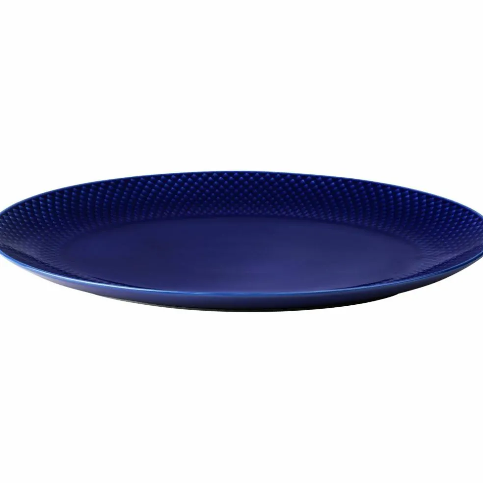 Serveringsfat, oval, mörkblå