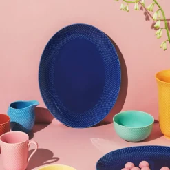 Serveringsfat, oval, mörkblå