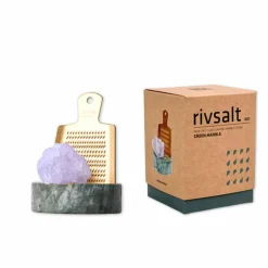 Set med rivjärn, blå saltsten & bordställ i marmor