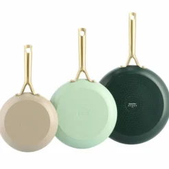 Shades stekpanneset 3 delar, taupe/pastel green/moroccan green