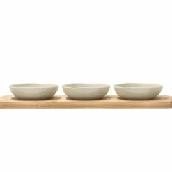 Shoku bambubricka med 3 skålar 32x10 cm, soft beige