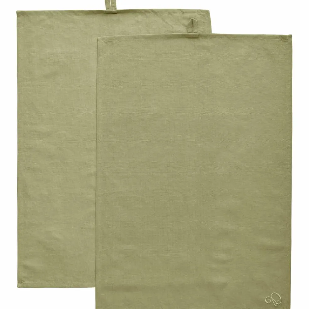 Sienna kökshandduk linne 70 × 50 cm 2-pack, grön