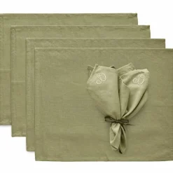 Sienna textilset 4 bordstabletter + 4 servetter, taupe