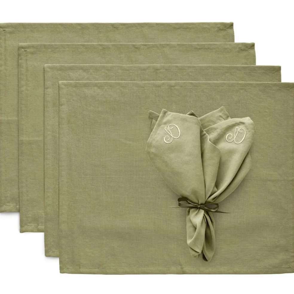 Sienna textilset 4 bordstabletter + 4 servetter, taupe