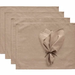Sienna textilset 4 bordstabletter + 4 servetter, taupe