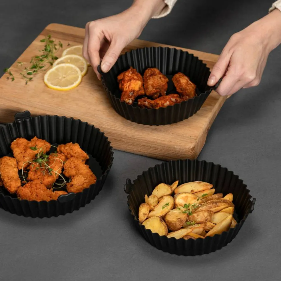 Silikonform till airfryer 21,5x17,5 cm, svart