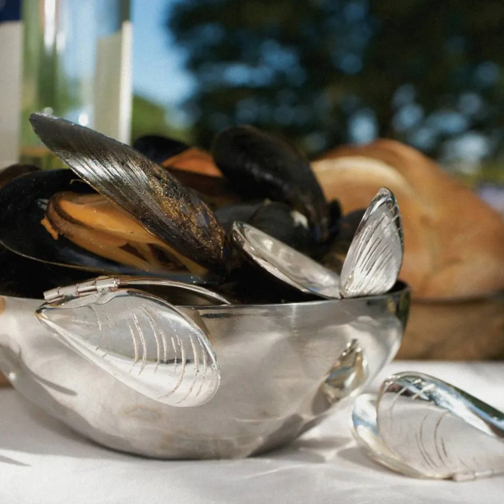 Silverpläterade musselbestick
