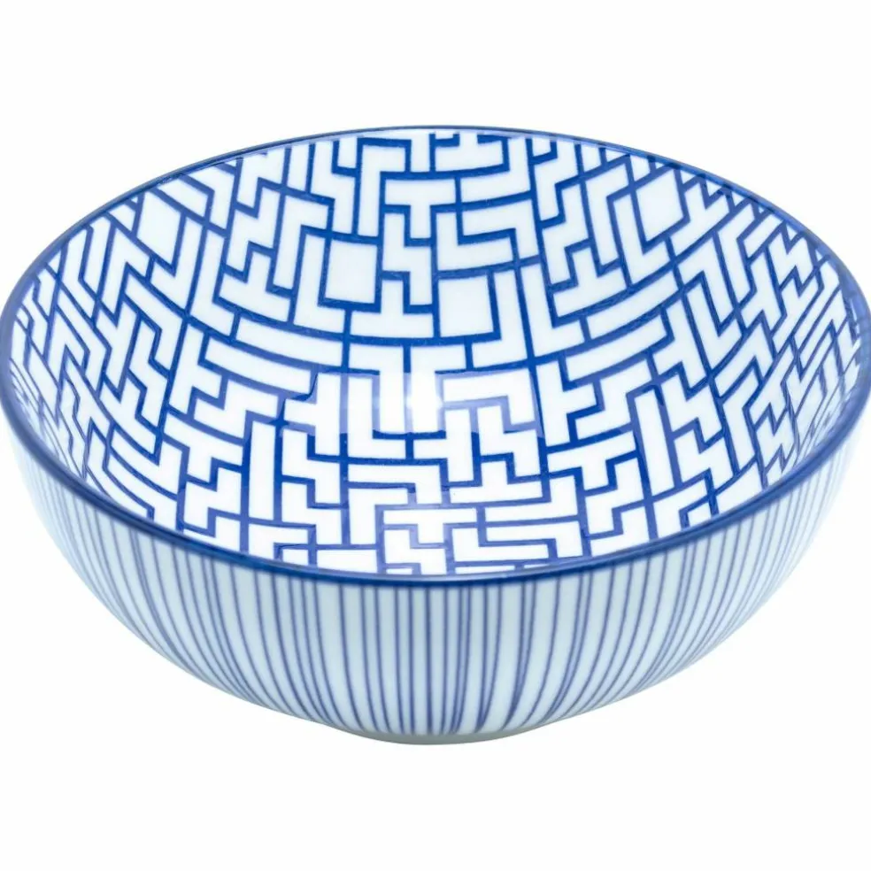 Skål 14 cm 4-pack, blå/vit