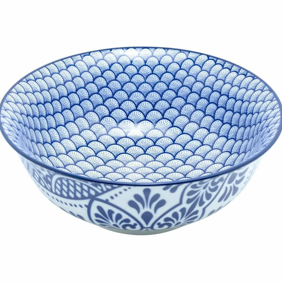 Skål 14 cm 4-pack, blå/vit
