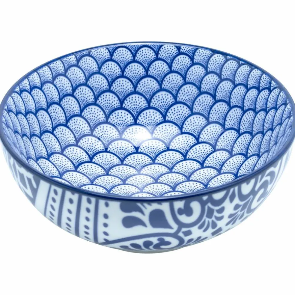 Skål 14 cm 4-pack, blå/vit