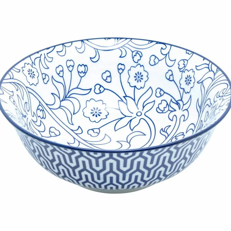 Skål 14 cm 4-pack, blå/vit