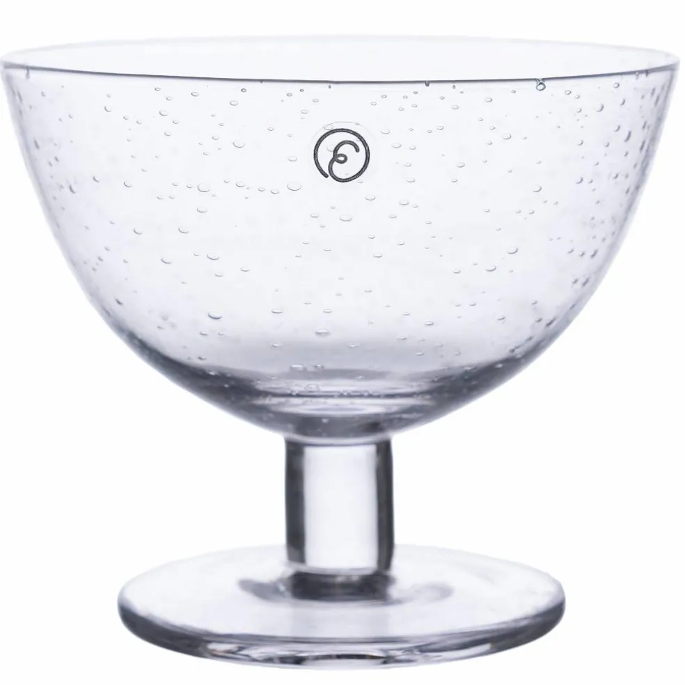 Skål på fot 10x8,5 cm 2-pack, bubbligt glas