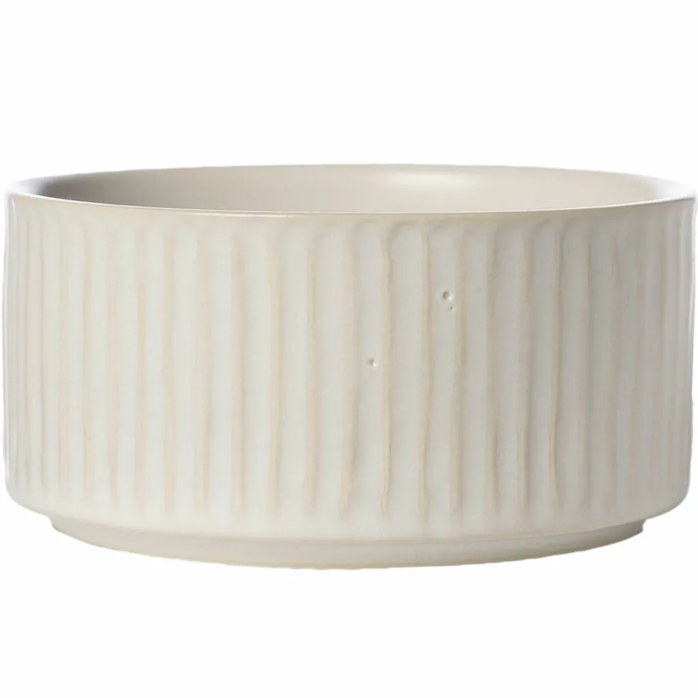 Skål räfflad 12 cm, naturvit