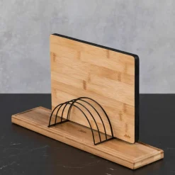 Skärbrädeställ, bambu/stål