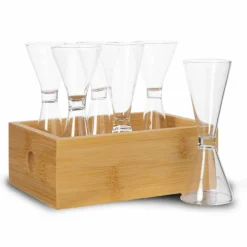 Snapsglas i bambubox