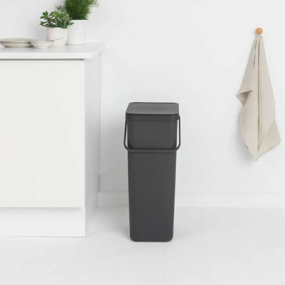 Sort & Go avfallshink 40 liter, mörkgrå