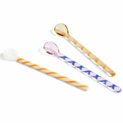 Spice glasskedar 3-pack, 12 cm, bärnsten/ljusrosa/vit