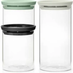 Stapelbara glasbehållare 3 delar, transparent