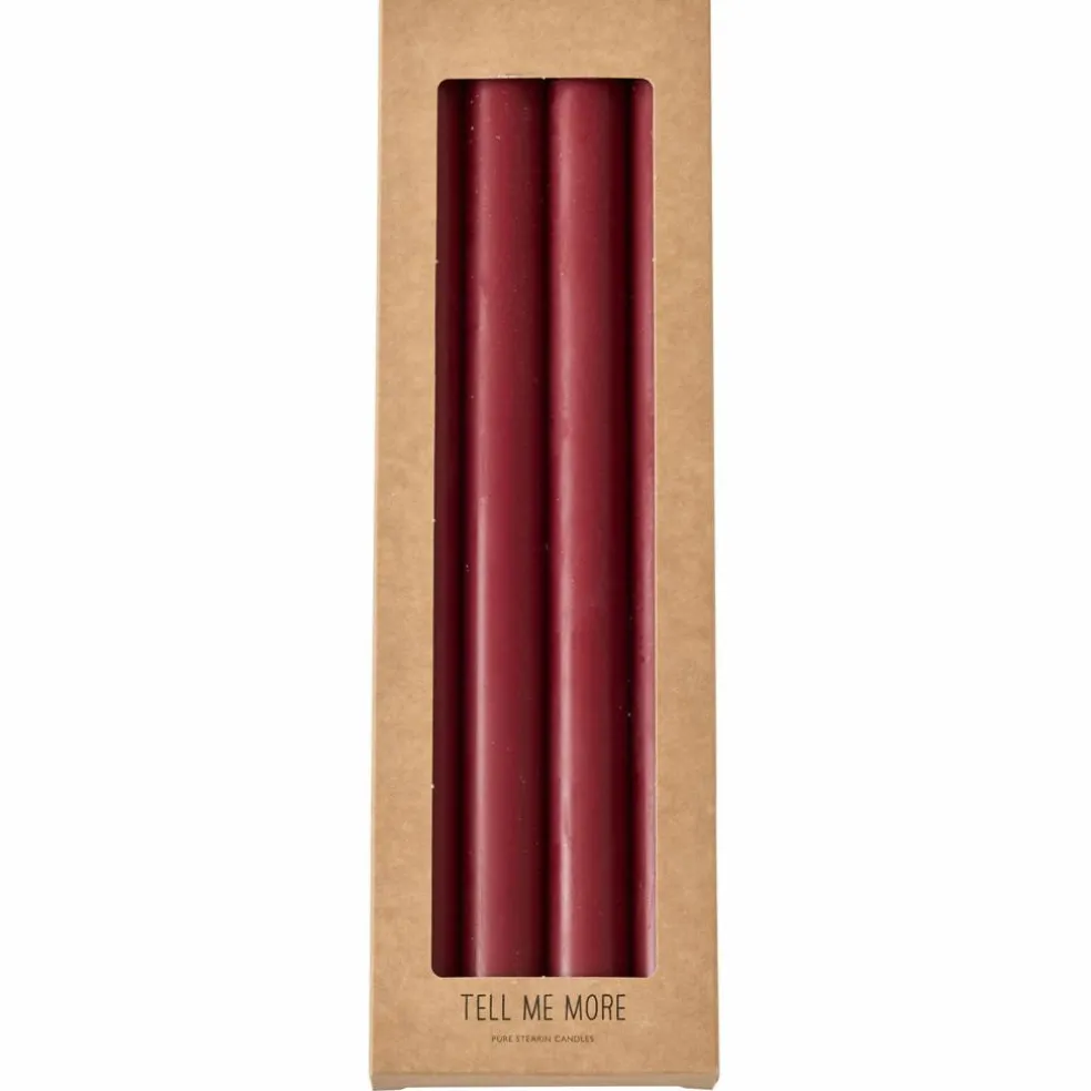 Stearinljus 4-pack, mörkröd