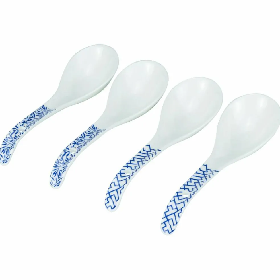Stor soppsked 16 cm 4-pack, blå/vit