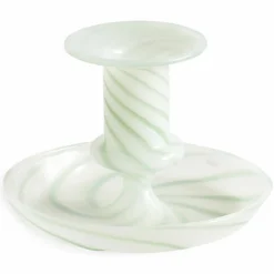 Stripe Milk ljusstake, small, grön