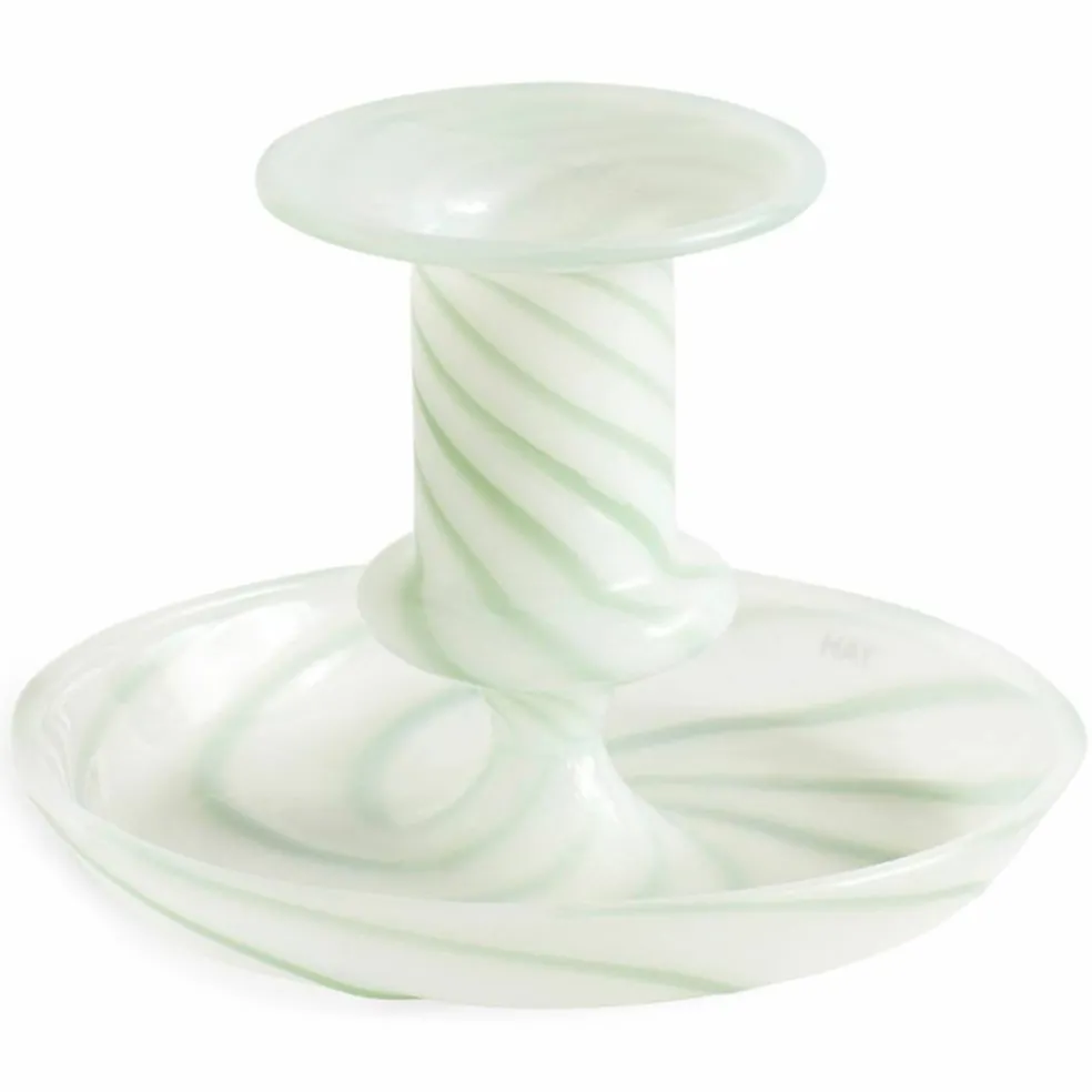 Stripe Milk ljusstake, small, grön
