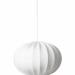 Taklampa, oval boll, bomull, vit, 65 cm