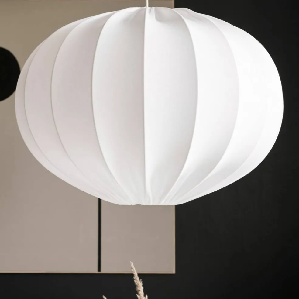 Taklampa, oval boll, bomull, vit, 65 cm