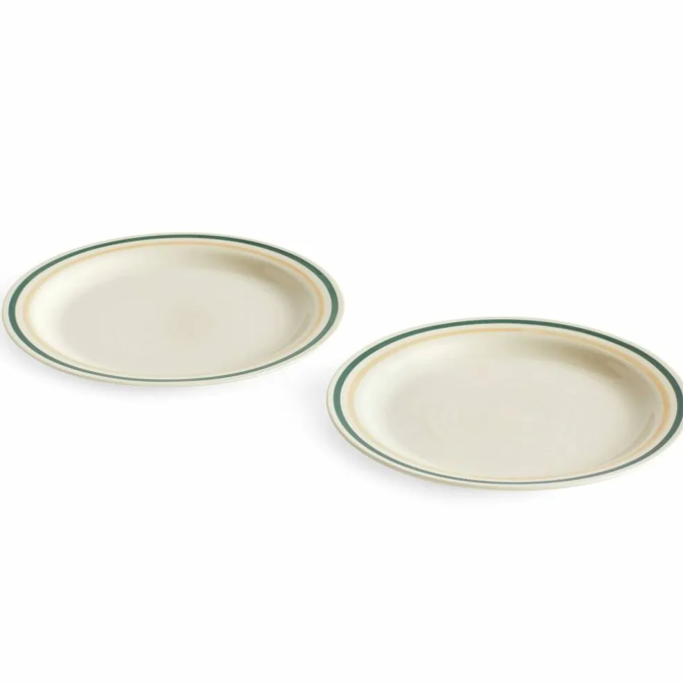 Tallrik 24,5 cm, 2-pack, grön/sand