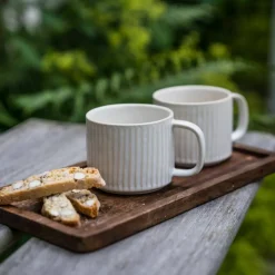 Tekopp räfflad 9,5 cm, naturvit