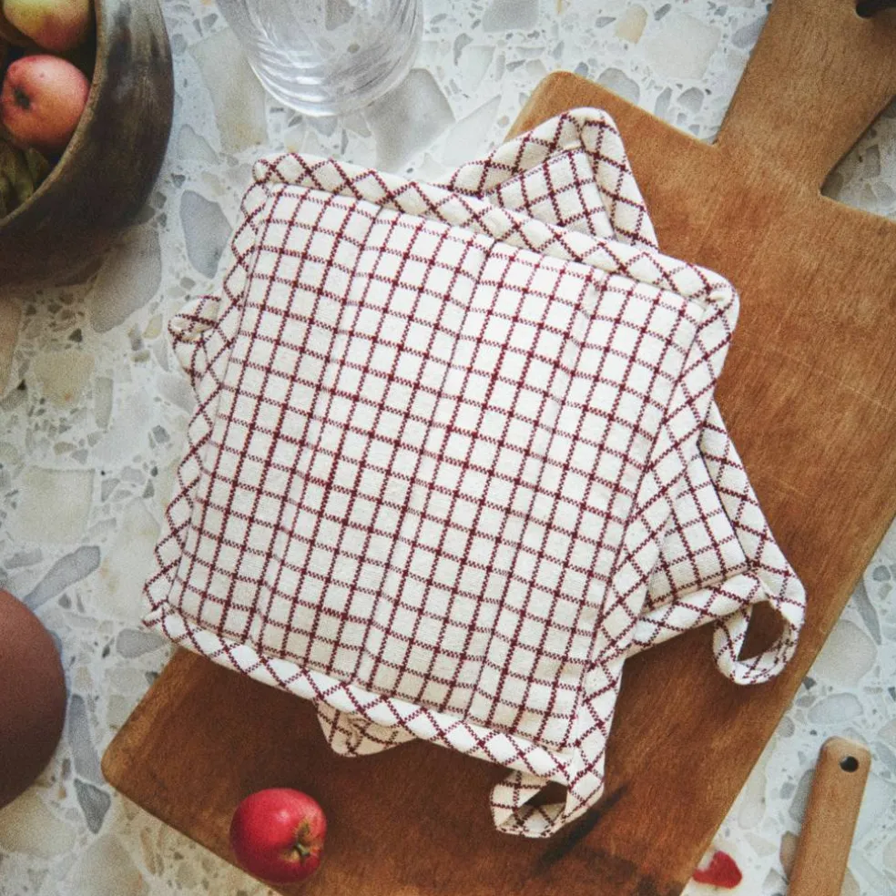 Textiles Garn grytlappar 22 x 22 cm 2-pack, terracotta