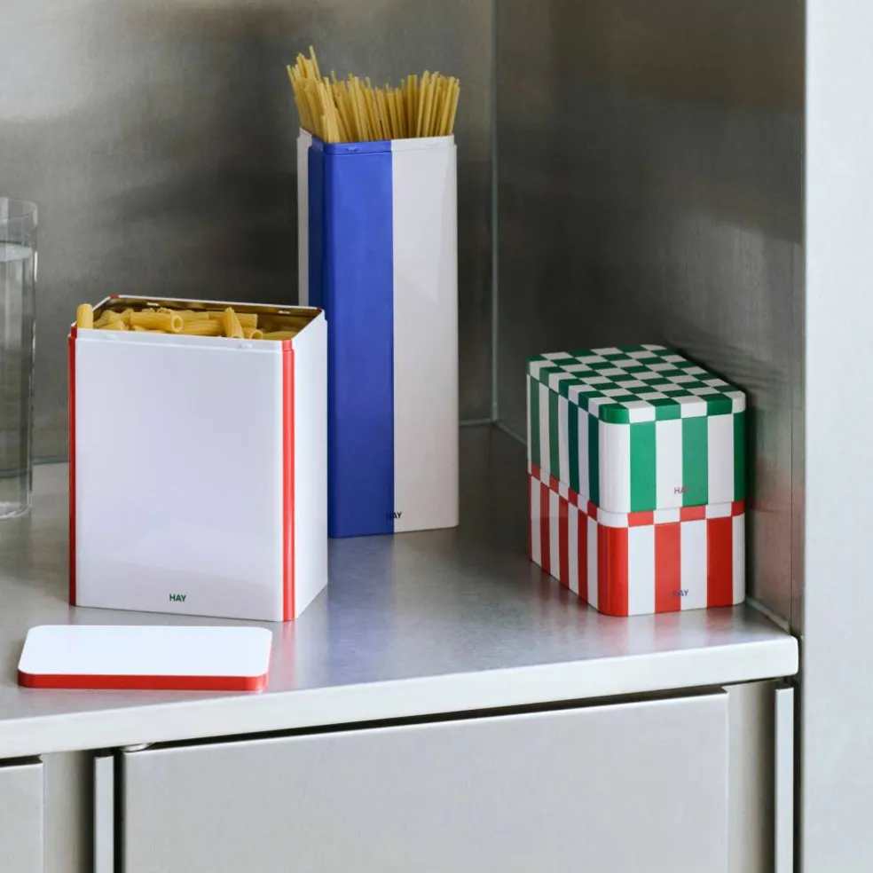 Tin Storage förvaringsburk small, röd/off-white