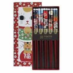 Ätpinnar gåvoset 5 par, lucky cats